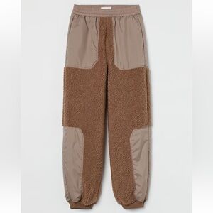H&M Colorblock Faux Shearling Jogger Tan - XS